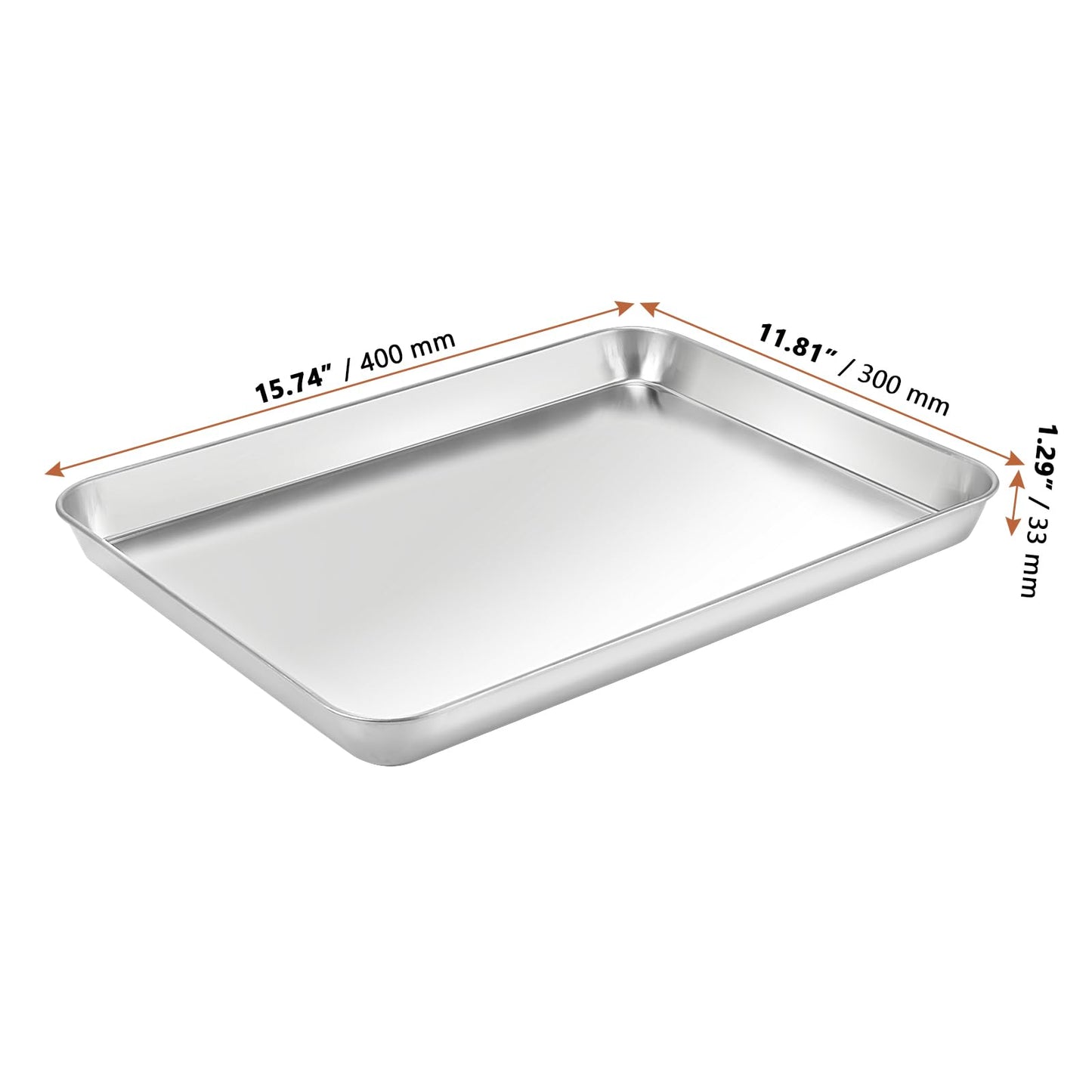 LEXININ Baking Sheet Set, 11.8 x 15.7 x 1 Inch, 8-Piece Stainless Steel Cookie Pan, Silver