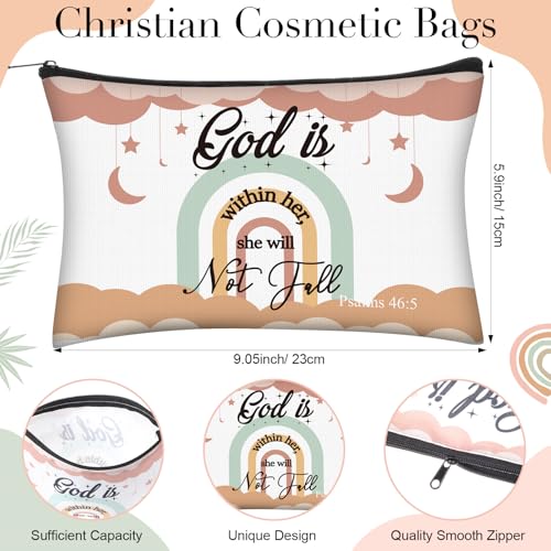Mimorou Christian Gift Set with Bible Verse Tumblers, Makeup Bag & Pen - Religious Accessories
