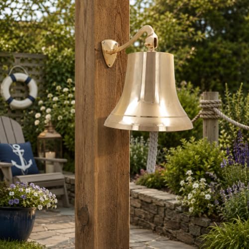 Nagina International Brass Ship Bell Wall Hanging Nautical Decor - 10 Inch