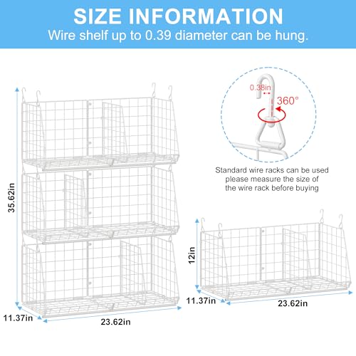 Sonyabecca White 23.62” Extra-Long Under-Shelf Laundry Basket Organizer, 3-Pack