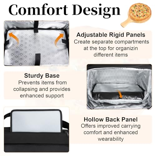 Wigojoy Black Expandable Food Delivery Backpack L for Hot & Cold Orders