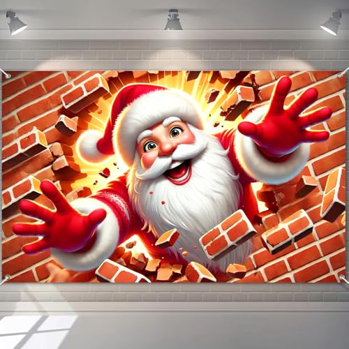 Christmas Backdrop 71 x 43 in Santa Claus Holiday Banner for Indoor Outdoor Use
