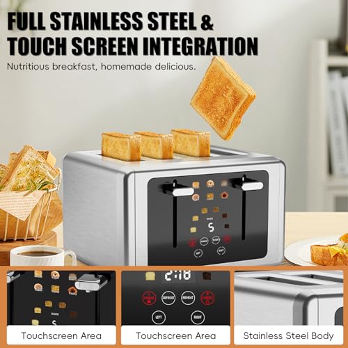 WUNLY Smart Digital 4-Slice Toaster with Wide Slots & Stainless Steel Variation