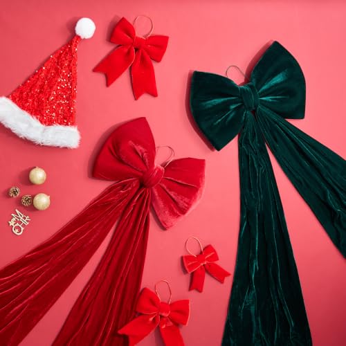 CANGBI Dark Green Oversized Christmas Bow 70x16 Inch Velvet Tree Topper