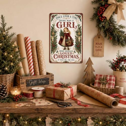 Hannial Christmas Lover Sign Victorian Girl Holiday Wall Decor 8x12 Inches