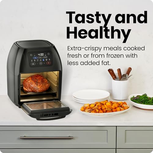 Chefman 10 Quart Digital Air Fryer with Rotisserie & 17 Presets, XL 10L, Black
