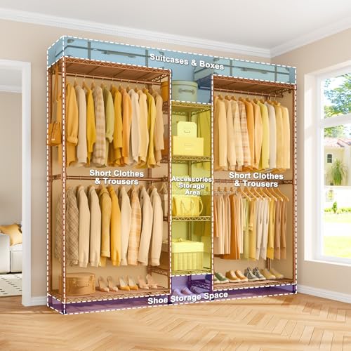 Bronze Ulif E4L L-Shaped Heavy-Duty Garment Rack with Shelves & Hangers