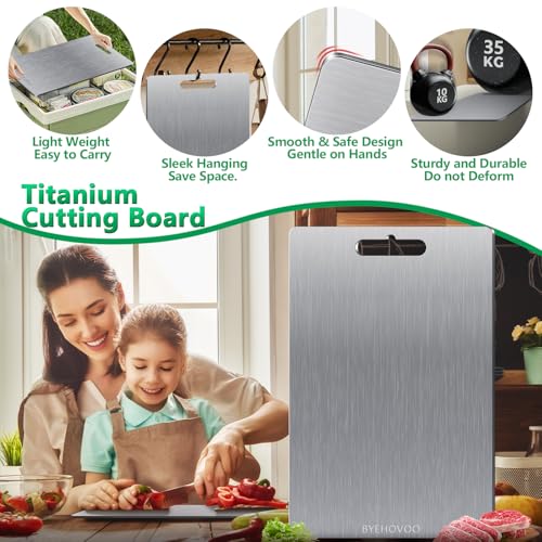 BYEHOVOO Silver Titanium Cutting Board Set of 3 – Large, Medium, Small Double-Sided Food Grade Kitchen Chopping Boards