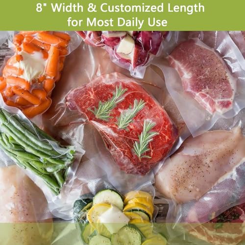 Potane 8 Pack 8x20 Inch Vacuum Sealer Bags - Heavy Duty, Smell-Proof Food Storage Rolls