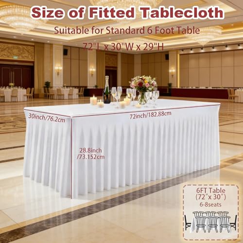 White Spandex Table Covers & Skirts for 6ft Rectangle Tables - 5 Pack (Variation of THIS listing)