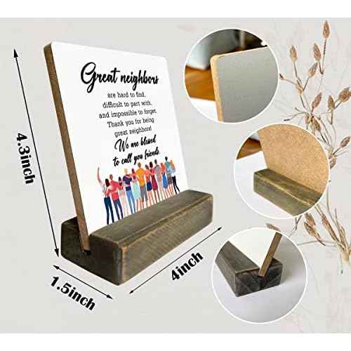 To My Neighbor Wood Plaque, Thank You for Being Great Neighbors, Plaque with Wooden Stand, Meaningful Wood Sign Plaque Gift, Neighbor Friend Gifts-We Are Blessed to Call You Friends, Christmas Gifts