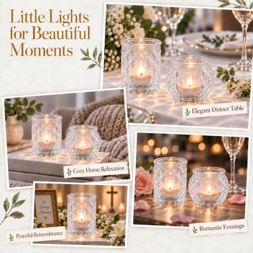 Denking 36 Pack Clear Votive Candle Holders - Mixed Cylindrical & Rounded for Centerpieces