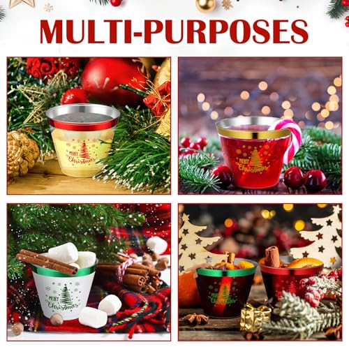 Jingmore 180 Pack Christmas 9oz Plastic Cups - Red, Green, Gold Holiday Party