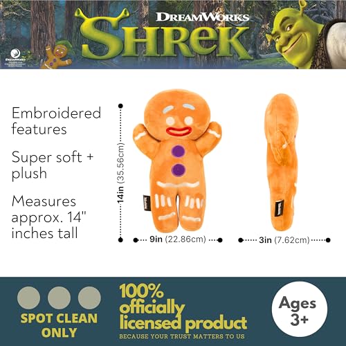 Gingy Gingerbread Man Plush Cuddle Pillow - Official Shrek Licensed Toy, 14" - One Size