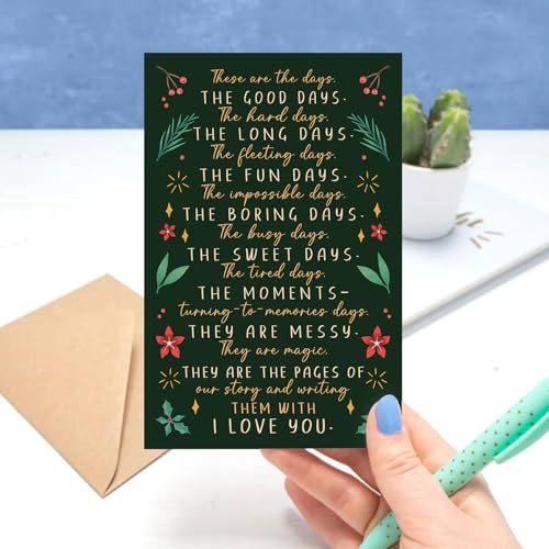 Gevinna Warm Holiday Wishes Romantic Christmas Card for Him & Her – 8.1 x 5.3 in (Warm Holiday Wishes)