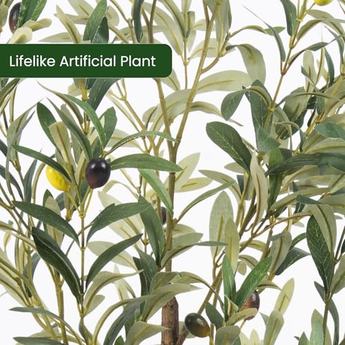 Artificial Olive Tree 4FT - 2 Pack Faux Indoor Trees for Home Decor - Variation of 2 / 4ft