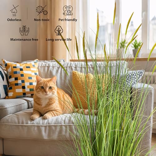 3ft Artificial Cattail Reed Grass Plant - 2 Pack Indoor Outdoor Faux Greenery