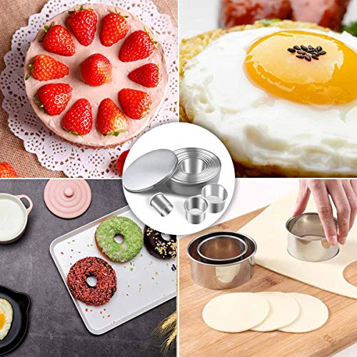TTSAM 12-Piece Round Cookie Cutter Set Stainless Steel Baking Molds - Variation: Round