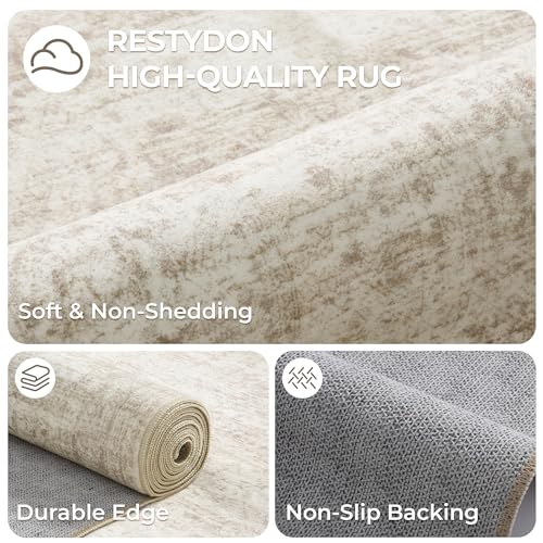 Beige 2'6 x 8' Non Slip Washable Runner Rug - Kitchen Entryway Mat