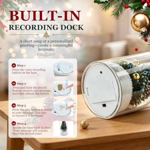 Recordable Christmas Tree Ornament with Message Bottle – White, Voice Recording Decor