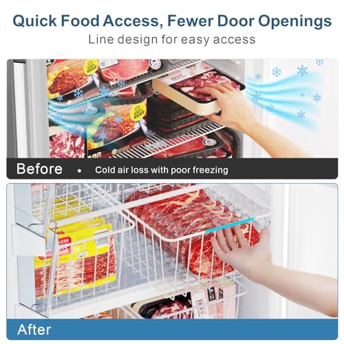 iSPECLE Freezer Organizer Bins - For 16/17/21 Cu Ft Upright Freezer,