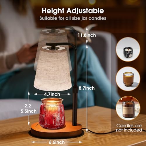 Dimmable Candle Warmer Lamp with Timer & Adjustable Height - Safe Wax Melter for Jar Candles, Home Decor & Gifts