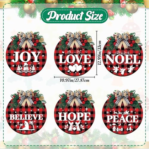OuMuaMua Black Plastic Nativity Christmas Signs Set - Christian Door Decor, Buffalo Plaid, 6-Pc