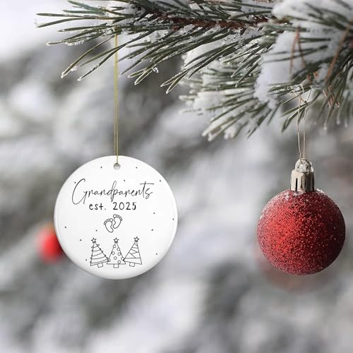 Grandparents' First Time Gifts - Grandma & Grandpa Ornament - Ceramic Christmas Ornament 2025