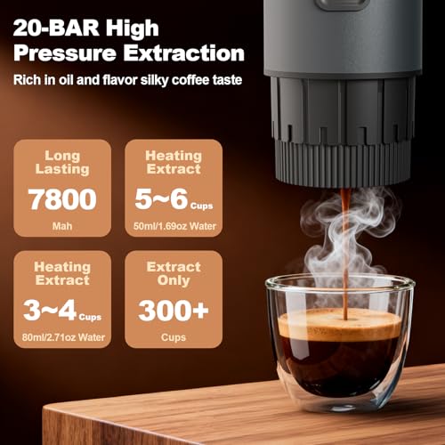 Uiifuidy Space Gray 3-in-1 Portable Coffee Maker with Self-Heating, Rechargeable Espresso Machine for Camping & Office