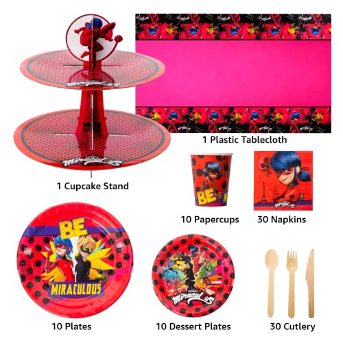 Miraculous Ladybug Party in a Box Kit - Official Licensed Kids Birthday Supplies - Mighty Mojo