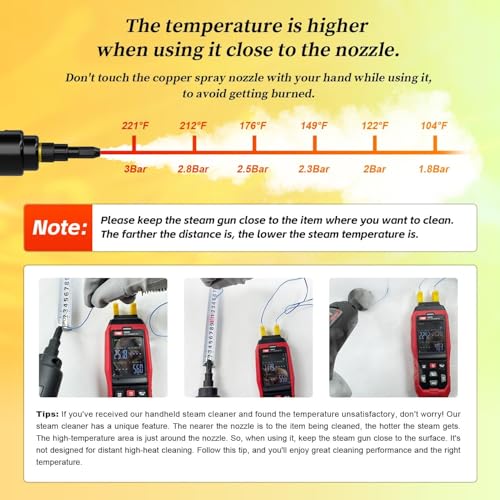Yellow Handheld Steam Cleaner 2500W with 3-Level Adjustable Handle & 16 Accessories