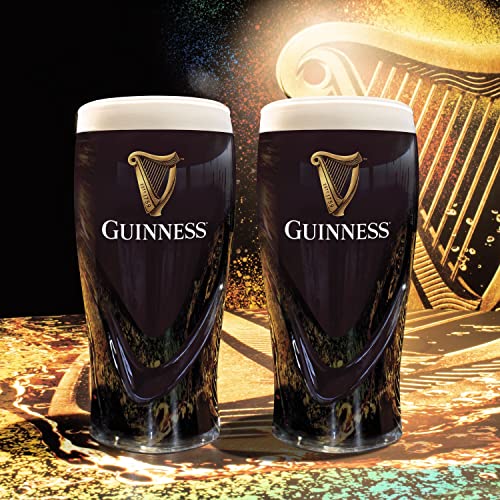 Guinness Official 20oz Beer Glasses Twin Pack - Certified Merchandise for Beer Lovers