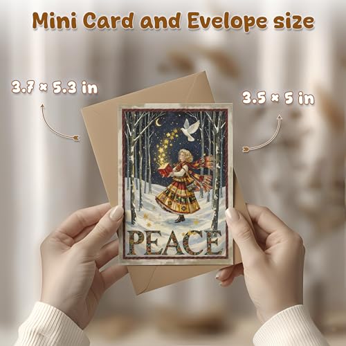 Peace Holiday Cards with Envelopes Vintage Christian Christmas Cards 2026 – 5x7 Inches (TeloNook) Peaceful Faith Greeting Card Set