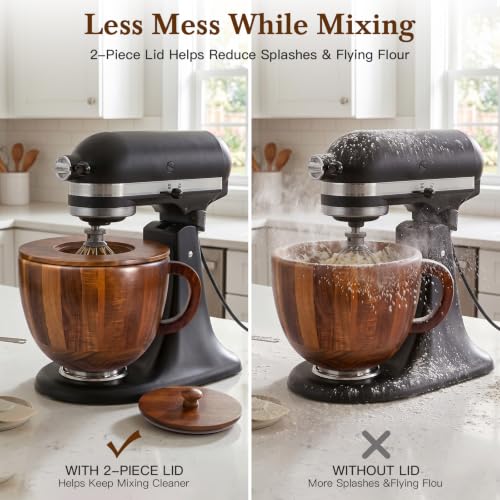 Wood Mixing Bowl for 4.5-5 QT KitchenAid Stand Mixer - Acacia Wood