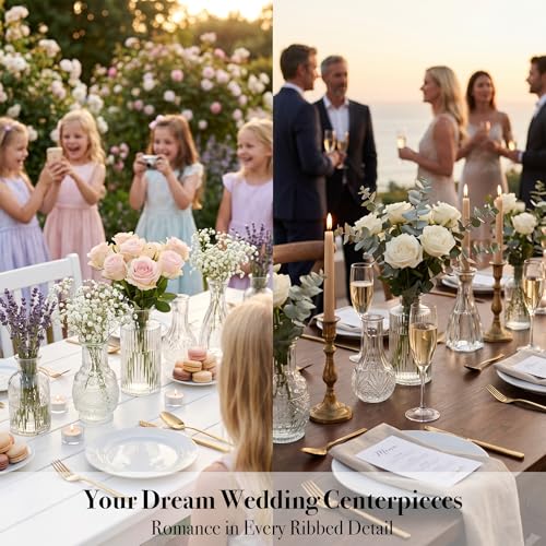 32 Pcs Clear Glass Bud Vases Set - Vintage Mini Flower Vases for Weddings & Events - Variation 32