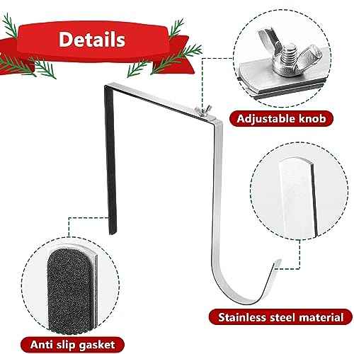 Christmas Headstone Wreath Hanger- Fit 6"-11" Adjustable Cemetery Tombstone Wreath Holder- Stainless Steel Cemetery Gravestone Wreath Stand for Christmas Easter Memorial Day Gravestone Decoration