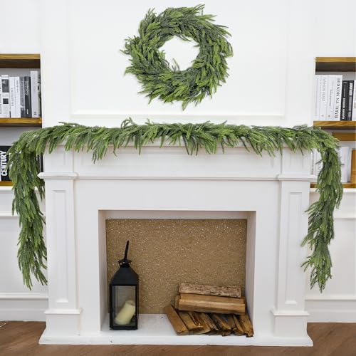 6FT Norfolk Pine Christmas Garland for Mantel – 1 Pack, Green (1.5m) by ZIJIN