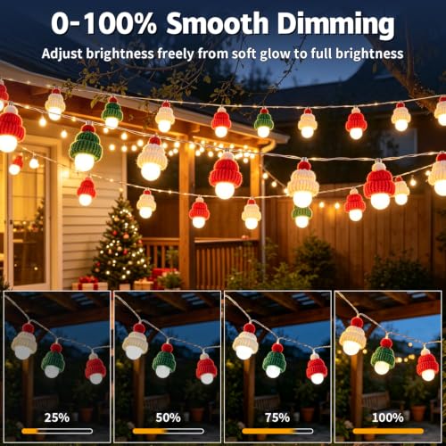 AquaNPT Santa Hat Christmas String Lights 10FT 20 LED Warm White USB Decor