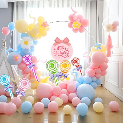 24Pcs Candy Balloon Decorations - Lollipop-Shaped Foil Balloons for Party & Holiday Decor
