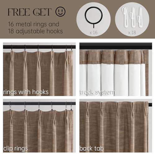 Blackout Linen Curtains 2 Panels 40W x 96L - Pinch Pleated, Noise & Heat Insulation, Room Darkening, Variation of THIS listing