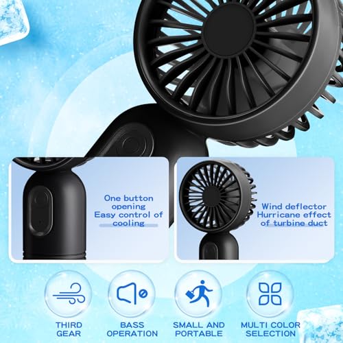 Rechargeable Mini Portable Fan Black - Compact Handheld Fan with Adjustable Speeds