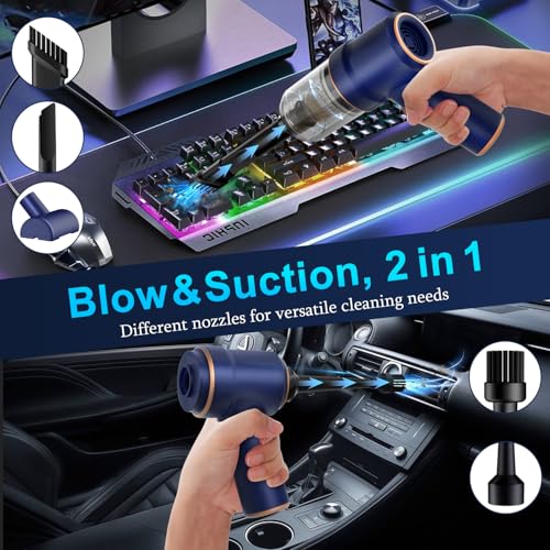 KMM Handheld Car Vacuum Cleaner & Air Duster - Blue, Portable 2-in-1