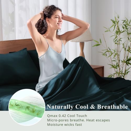 Bamboo Viscose Sheet Set Queen Size, Cooling Sheets Bed 4pcs