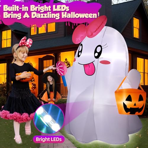 5FT Halloween Ghost Inflatable with Bright LED Lights, Cute Yard Decor - Variation of THIS Listing