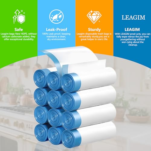 LEAGIM 5 Gallon Trash Bags 360 Count - Thick Drawstring Garbage Liners for 18L Bins