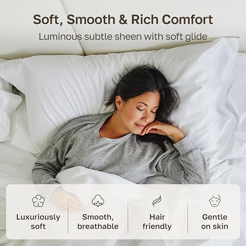 Queen Size Pillow Cases Set of 2 - Bright White 1000 Thread Count Cotton