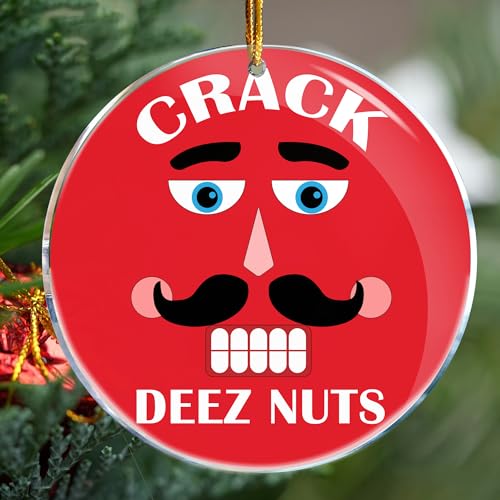 Crack Deez Nuts Funny Christmas Ornament Nutcracker Humor Pun -