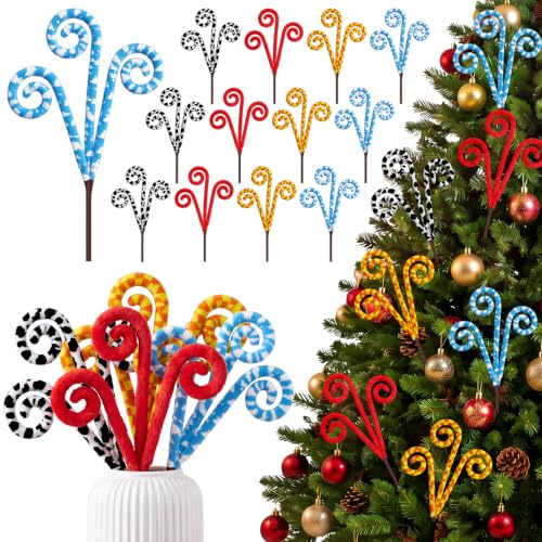 Teyva Daily Cartoon Toy Christmas Tree Candy Cane Picks Set - 12 Decorative Holiday Tree Ornaments