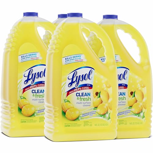 Lysol Multi-Surface Cleaner - Lemon Scent, Disinfects & Deodorizes, 144 Fl Oz Pack of 4