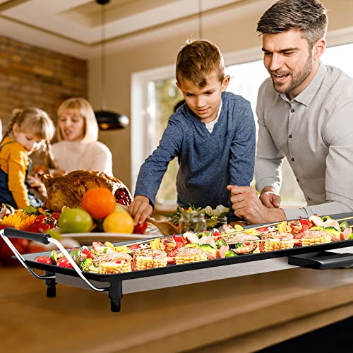 35-Inch Electric Griddle with Nonstick Surface, 2000W, Adjustable Temp, Drip Tray, Indoor Outdoor Cooking